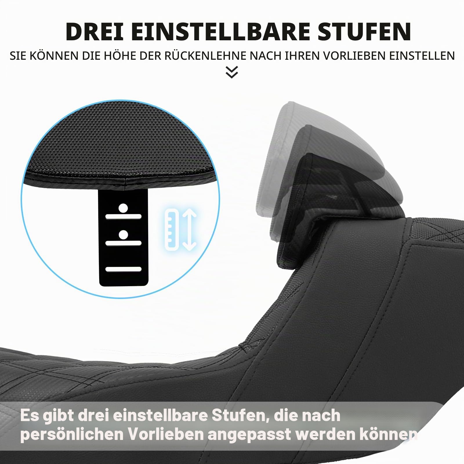 Motorradsitz Motorrad Fahrer Beifahrer Einteiler Sitz Soziuspolster Doppelsitzkissen Fit für Harley Touring Road King Street Glide Electra Glide 2009-2023 Schwarze Naht