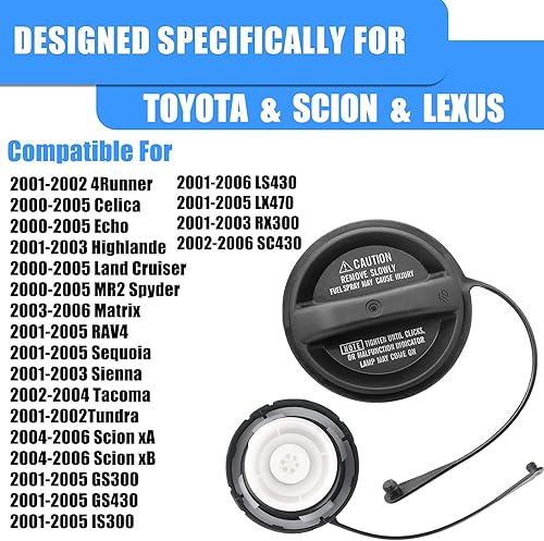 Miniatura 3 de Tapa de depósito de gasolina Tapa de llenado de combustible 77300-53010 Se adapta a Toyota Lexus - 2001-02 4Runner, 2000-05 Celica, 2003-04 Corolla,
