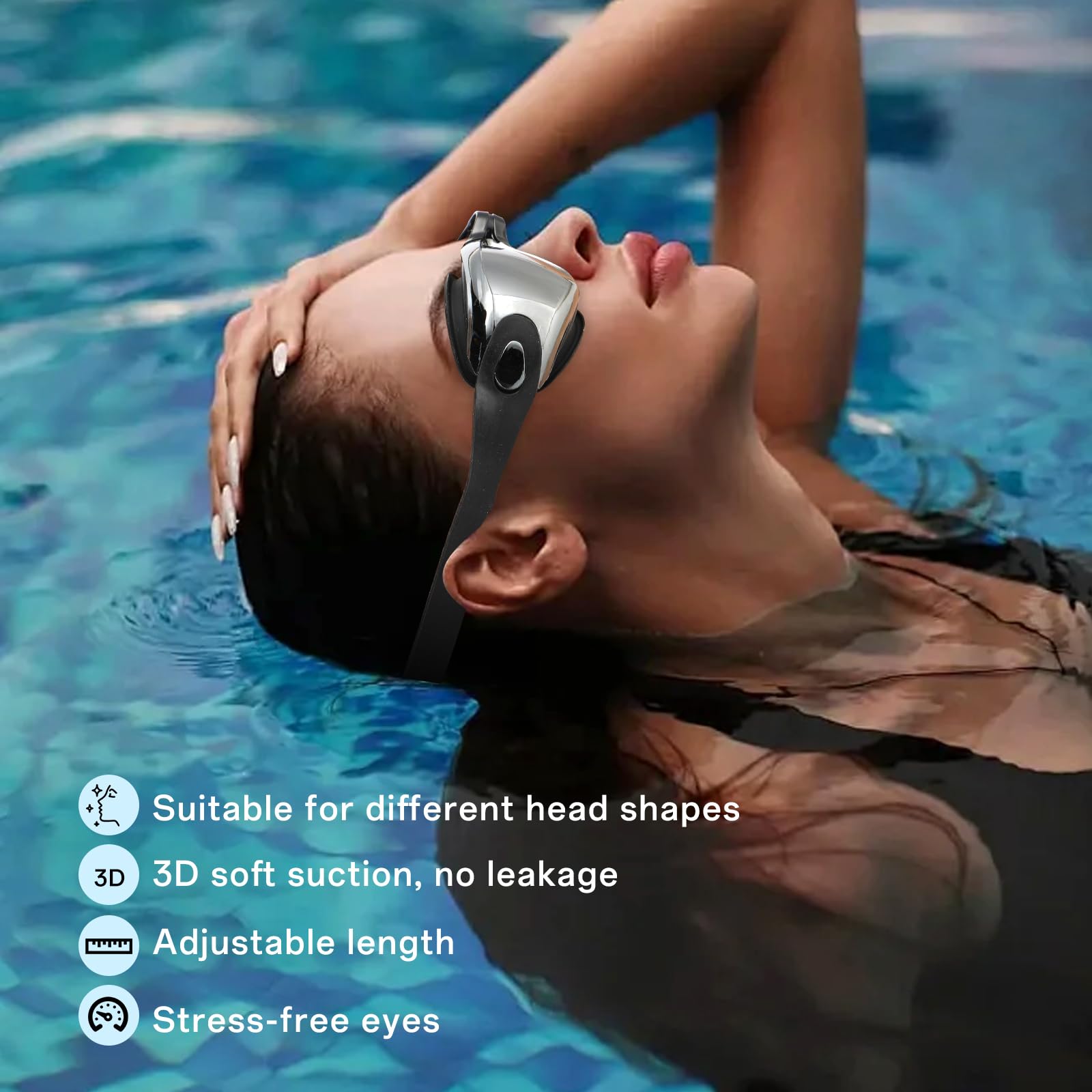 Gafas de Natación para Hombre y Mujer, con Estuche, Pinza Nasal y Tapones Oídos, Anti-empañante y UV, para Adultos y Niños, Ideales para Nadar y Bucear