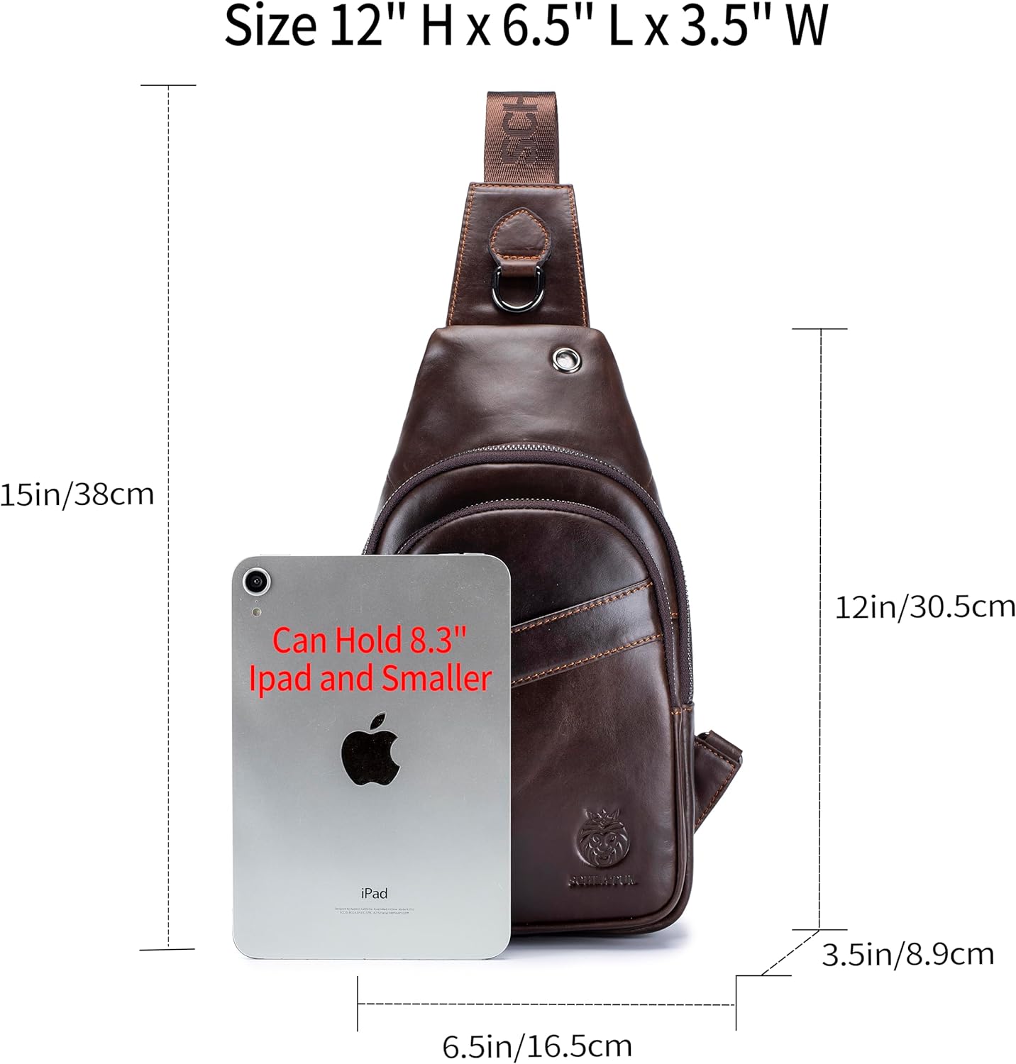 Genuine Leather Crossbody Bag for Men Casual Sling Chest Bag Men Sling Bags Man Bag Crossbody, Coffee - Image 3