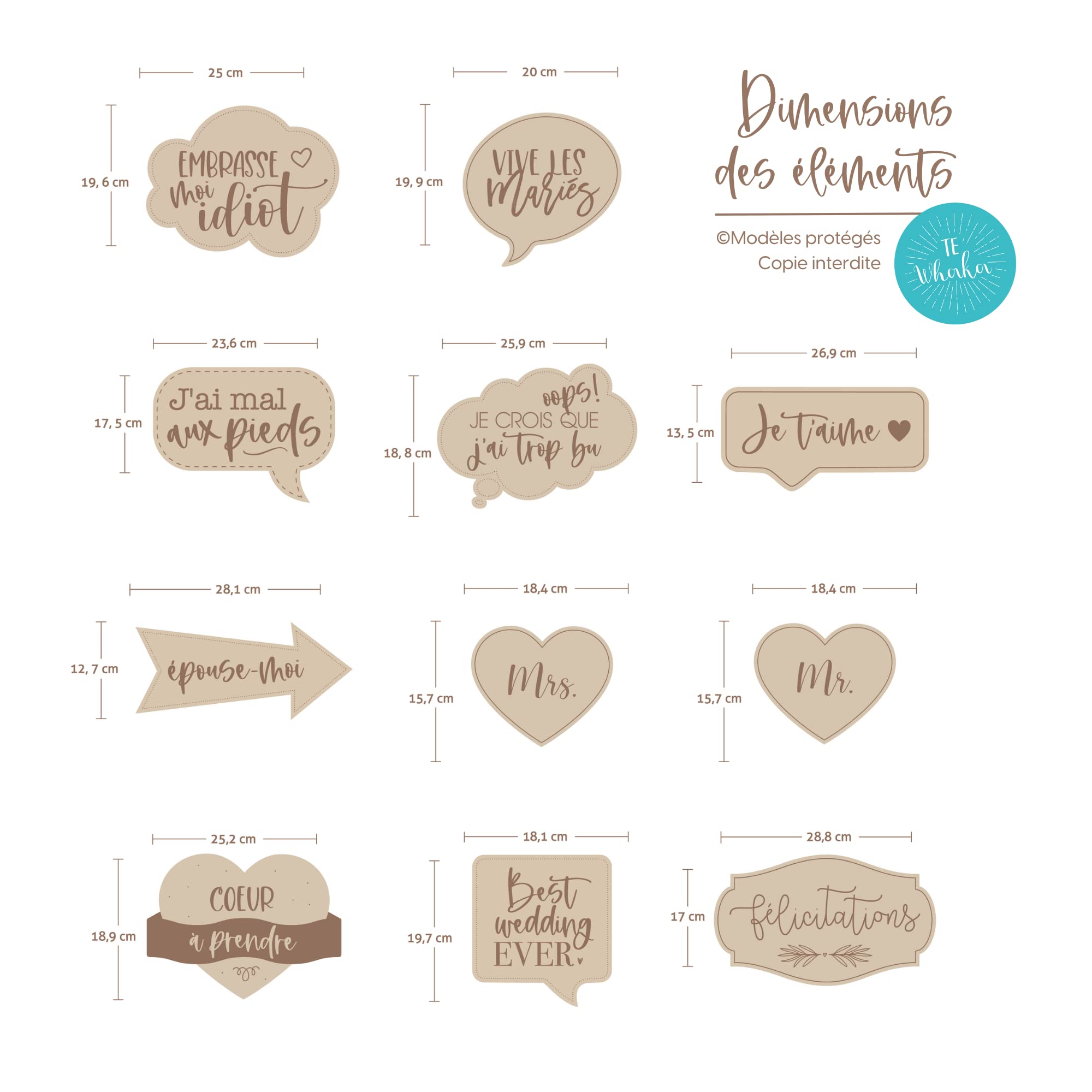 Image secondaire de Kit de 11 Accessoires en Bois pour Photobooth de Mariage