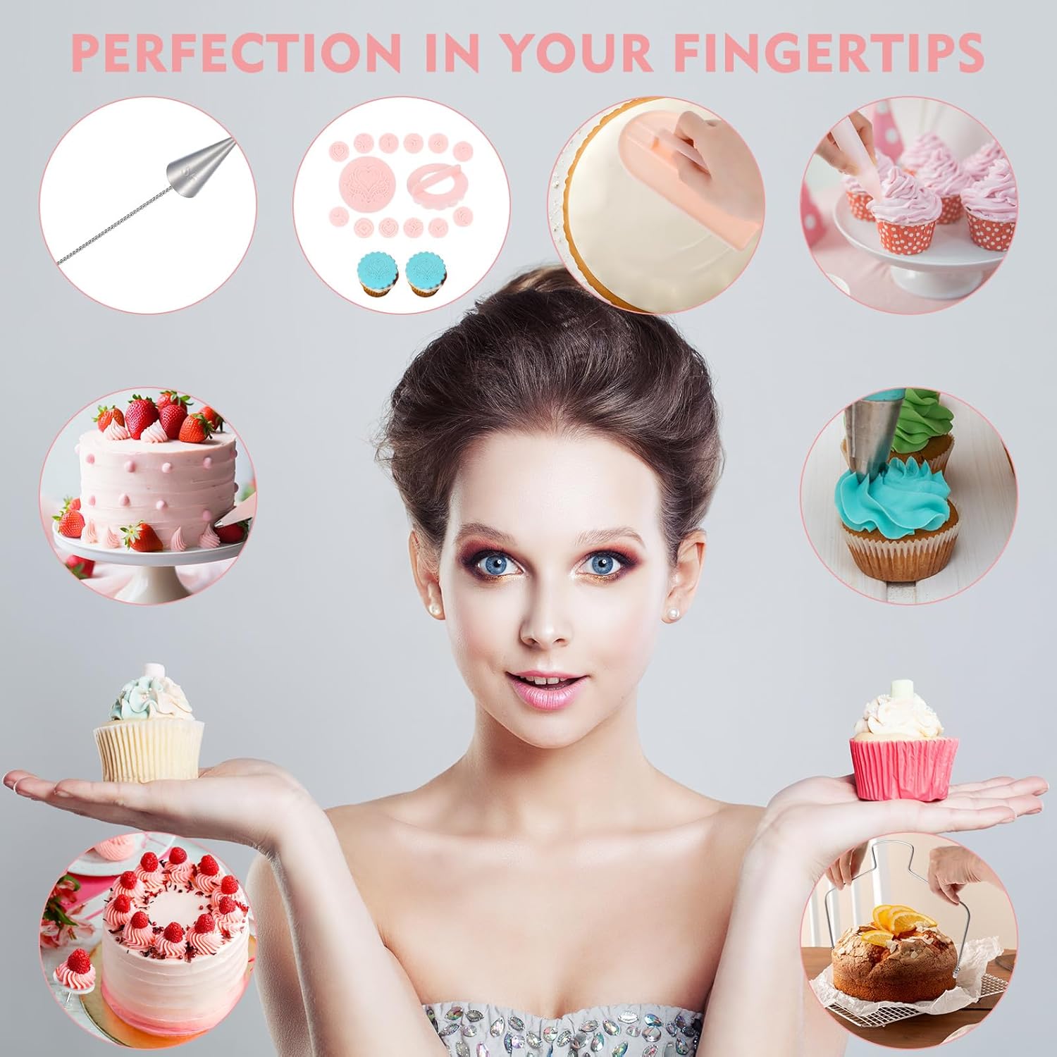 Complete Baking Tools Set With Icing Tips And Turntable Complete Cake  Decorating Kit - 64 Icing Tips, Turntable, Piping Bags \u0026 For Beginners  Fondant Tools, image size:1500x1500