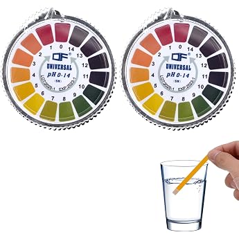 Pack of 2 pH test strips on roll pH test strips measuring full range 0-14