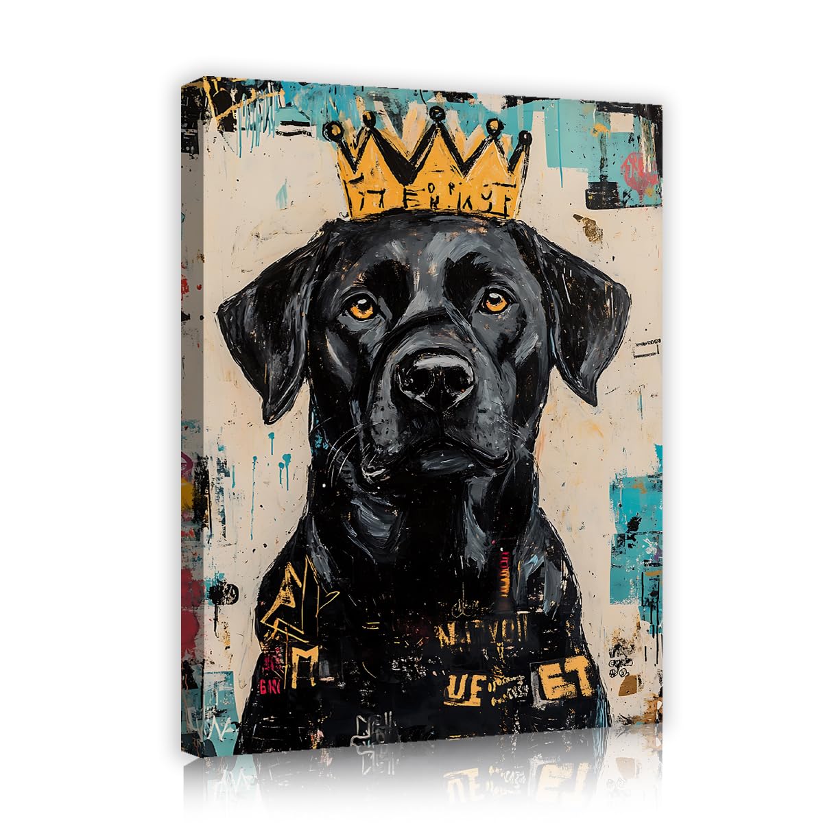 TOANGWALL Modern Urban Pop Canvas Wall Art for Studio Black Labrador Dog Graffiti Posters Pictures Artwork for Home Office Decor 50x60cm