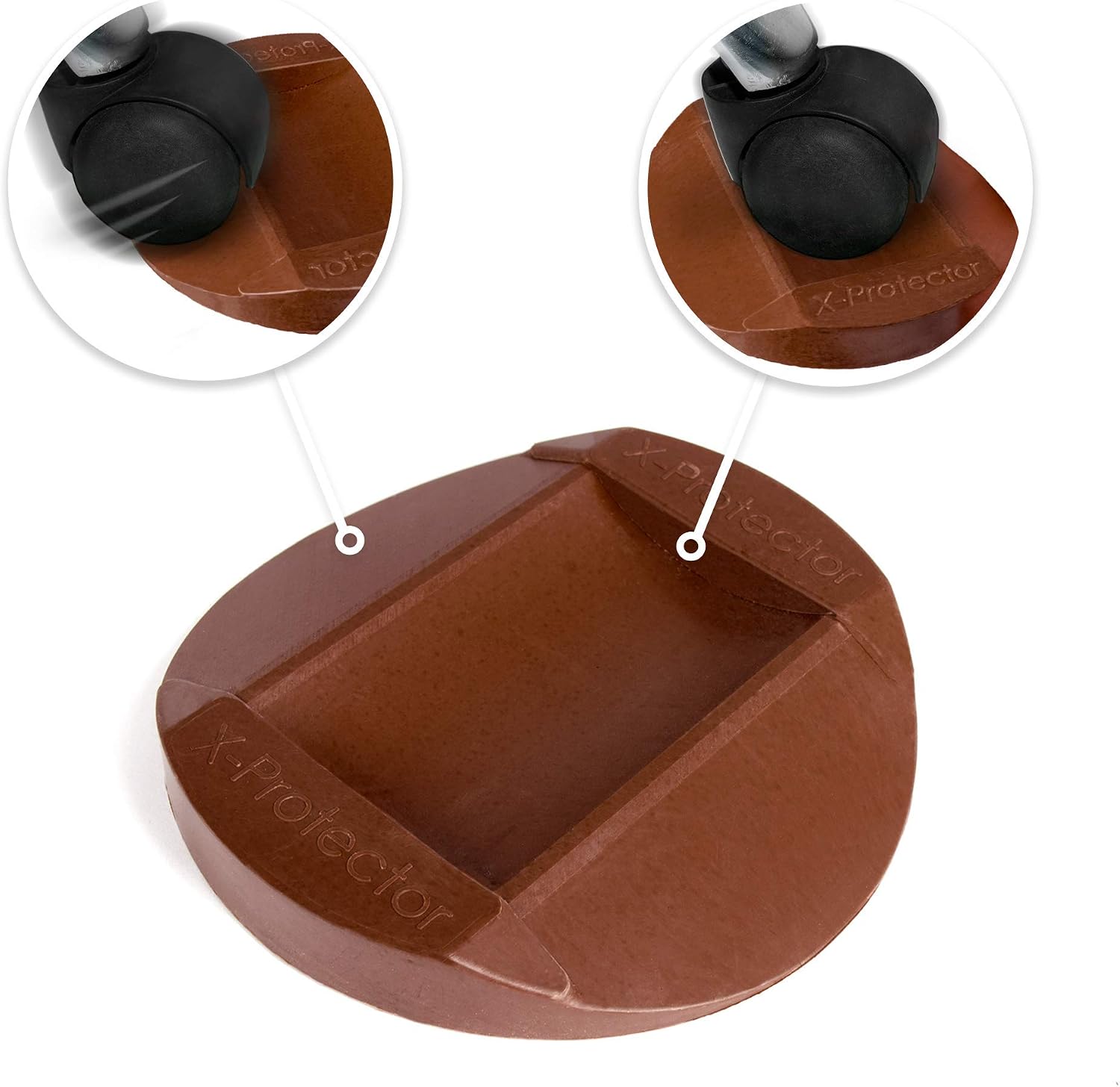 Furniture Cups - Bed Stoppers 4 PCS - X-PROTECTOR Premium Rubber Caster Cups Furniture Coasters – Best Furniture Caster Cups - Floor Protectors for All Floors & Wheels (Brown)