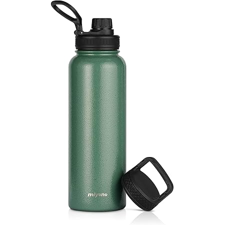 Amazon Miyono 水筒 10ml 大容量 直飲み 魔法瓶 持ち手付き 2点フタ付き 保温 保冷 真空断熱 広口 氷入れ 漏れない ステンレスボトル スクリュー スポーツ 運動 旅行 キャンプ アウトドア 男女兼用 おしゃれ 緑 Nw 水筒 マグボトル