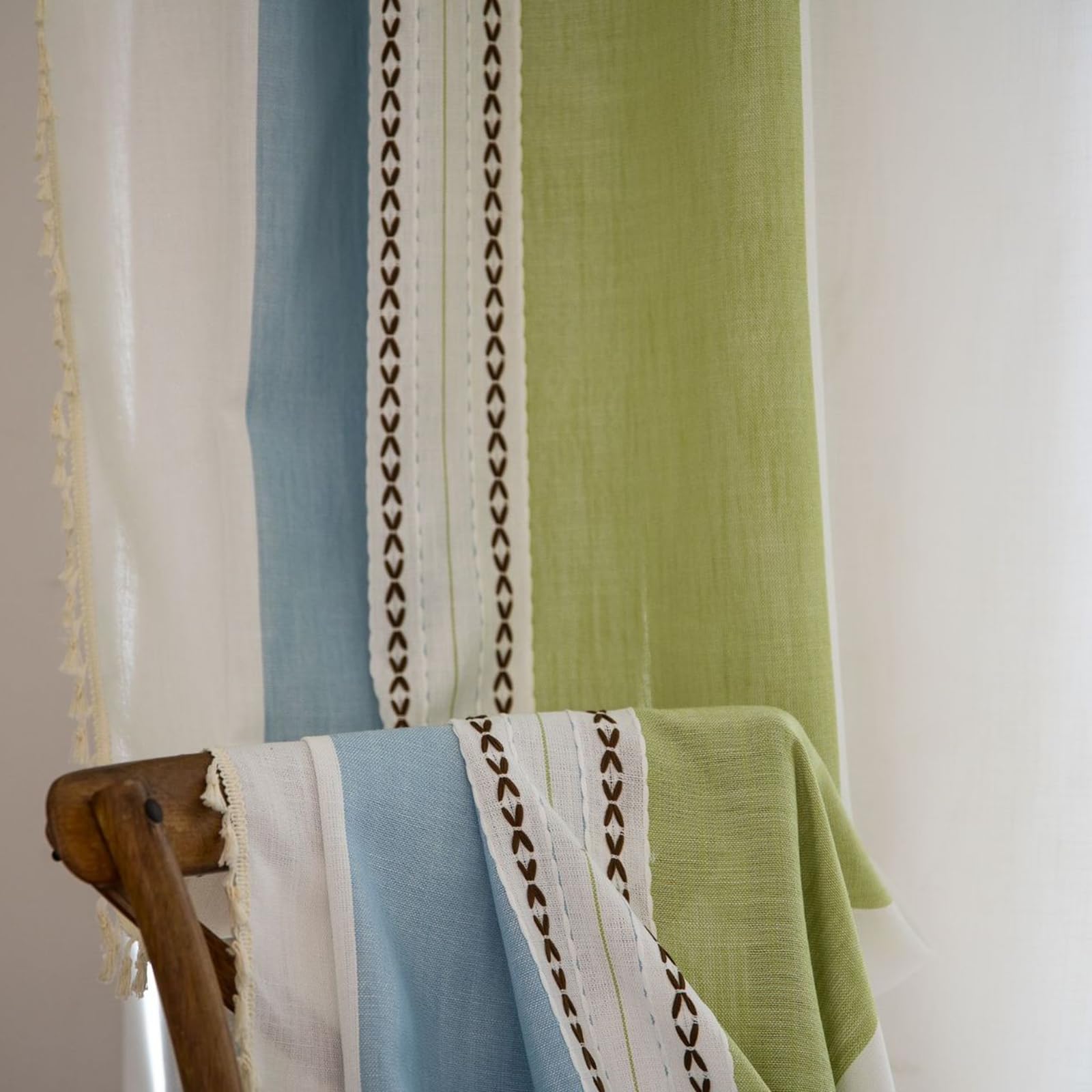 Deeprove Cortinas bohemias de lino de 72 pulgadas para dormitorio, sala de estar, cortinas semitransparentes rústicas rústicas para tratamiento de ventana, bolsillo para cortinero, 1 panel de 52