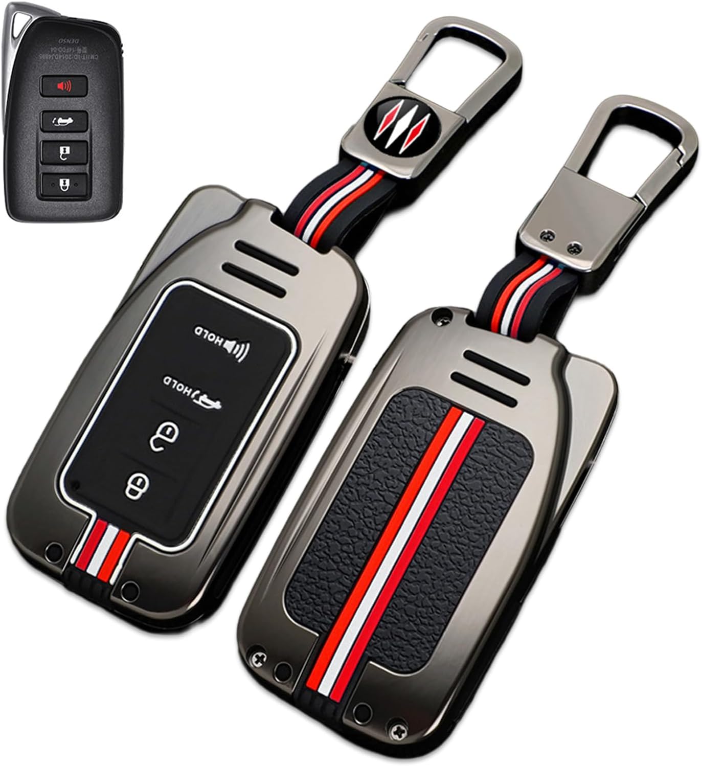 Key Cover Case, Zinc Alloy Metal Key Fob Case Protector Shell Compatible with Lexus ES is GS NX LS RX RC GX F 300 300h 350 200t 250 450h 460 600h Accessories(Gray)