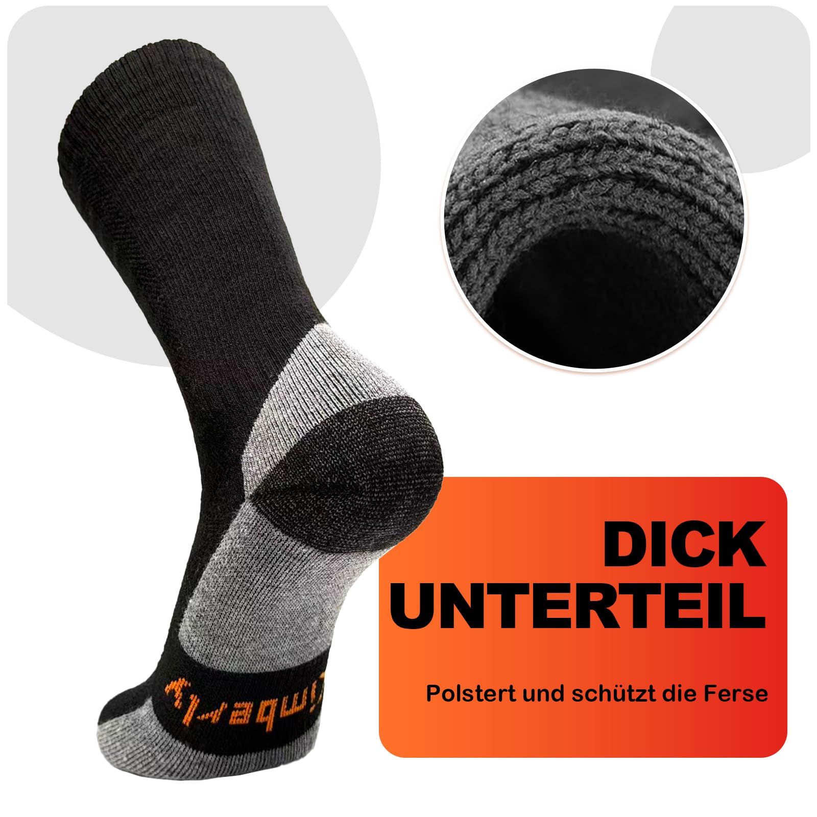 Merino Wollesocken Thermosocken Gepolstert Arbeitssocken Warme Socken Herren & Damen Outdoor Wintersocken Trekkingsocken,Merinowolle Sportsocken Laufsocken Sneakersocken [3 Paar]