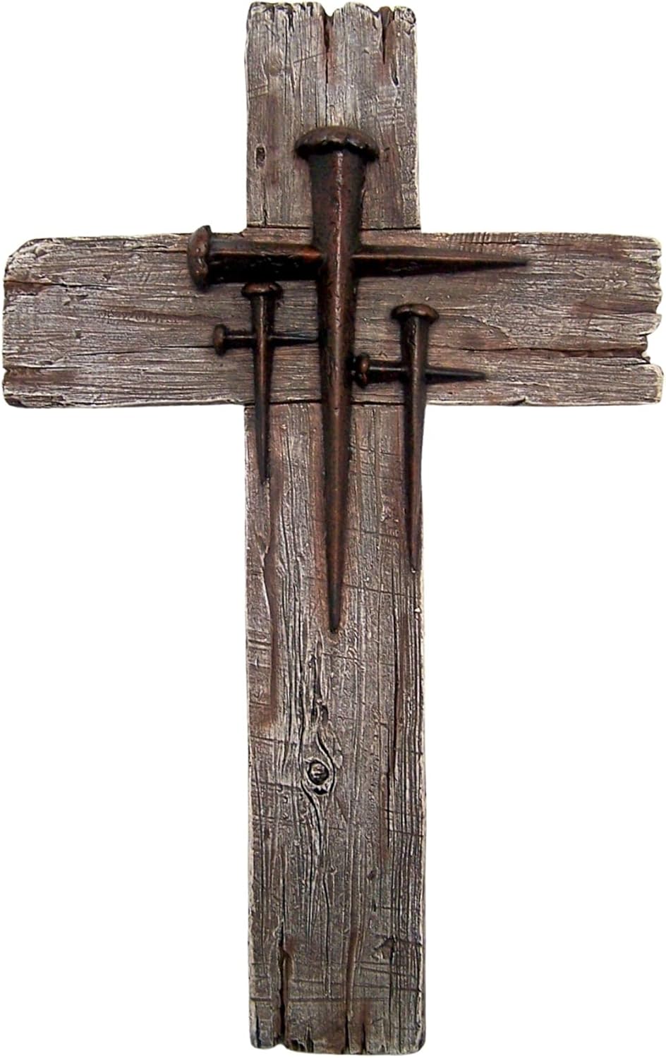 Wowser Rustic Wood Look Wall Cross with Three Smaller Nail Crosses Embedded, 13.5 Inches