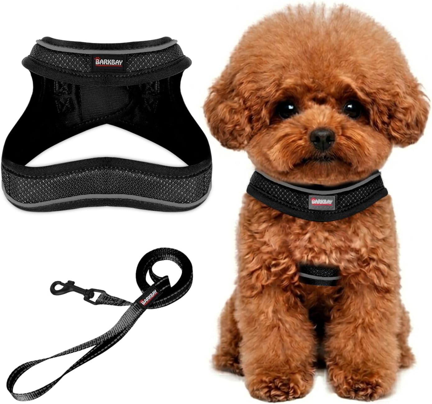 Dog Harness and Leash Set,Step in Small Sized Dog Harness,Soft Mesh,No-Chock,Reflective Adjustable,Secure with Hook & Loop Fastener,Puppy Vest for Small,Medium Dogs(Black,XXXS)