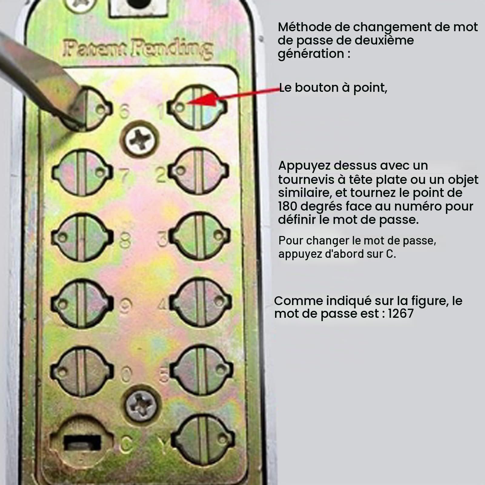 Serrure de Porte Mécanique Numérique avec Poignée, Combinaison 1 à 11 Chiffres, Alliage de Zinc, Étanche, sans Clé, pour Bureau et Maison