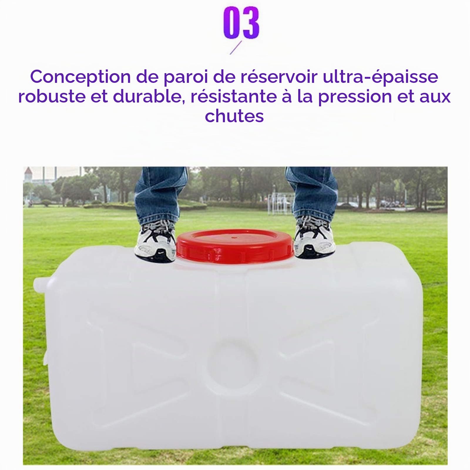Jericane eau 50L/96L/150L Réservoir En Matière Plastique De Qualité Alimentaire Des Ménages Surdimensionné Baignoire épaisse De L'eau Du Réservoir Rectangulaire Horizontal Extérieur Grand R(Size:150L)