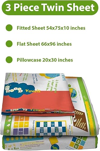 Miniatura 5 de playtime edventures Juego de sábanas para cama individual para niños, sábanas interactivas y educativas Ropa de cama de microfibra de 3 piezas con