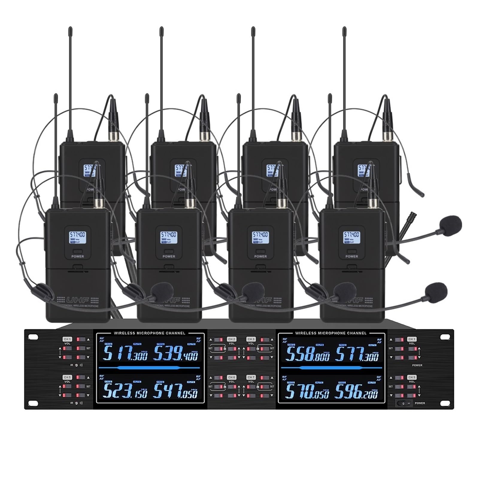TRDEWR UHF High End Karaoke Stage Performance, Wedding Family KTV, Party Professional 8-channel Wireless Microphone System Universal Compatibility(8Headset)