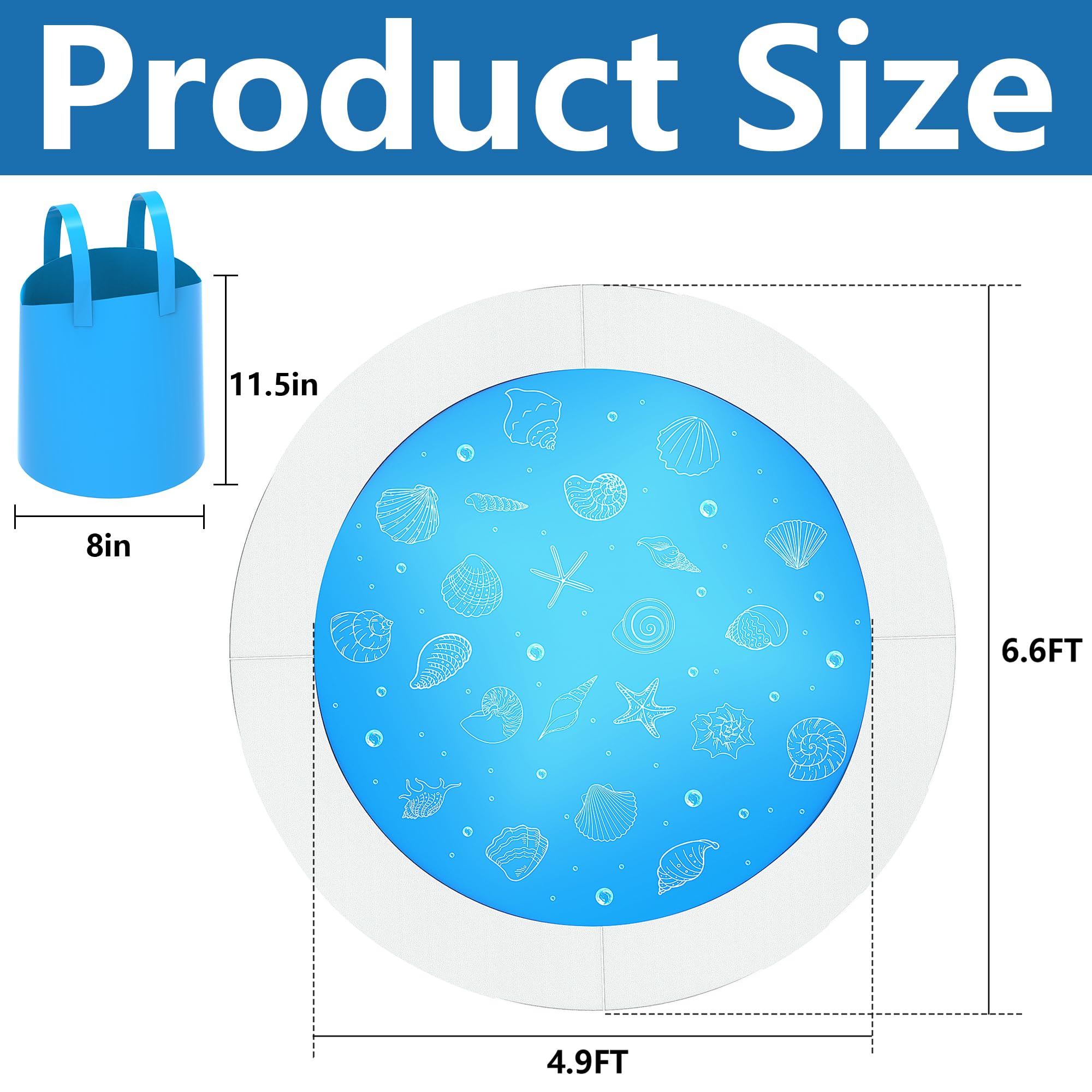 6.5 x 6.5 Feet Baby Beach Pool-Kiddie Pool and Beach Blanket-2 in 1 Toddler Paddling Pool-Beach Toys for Infant Kids Boys and Girls