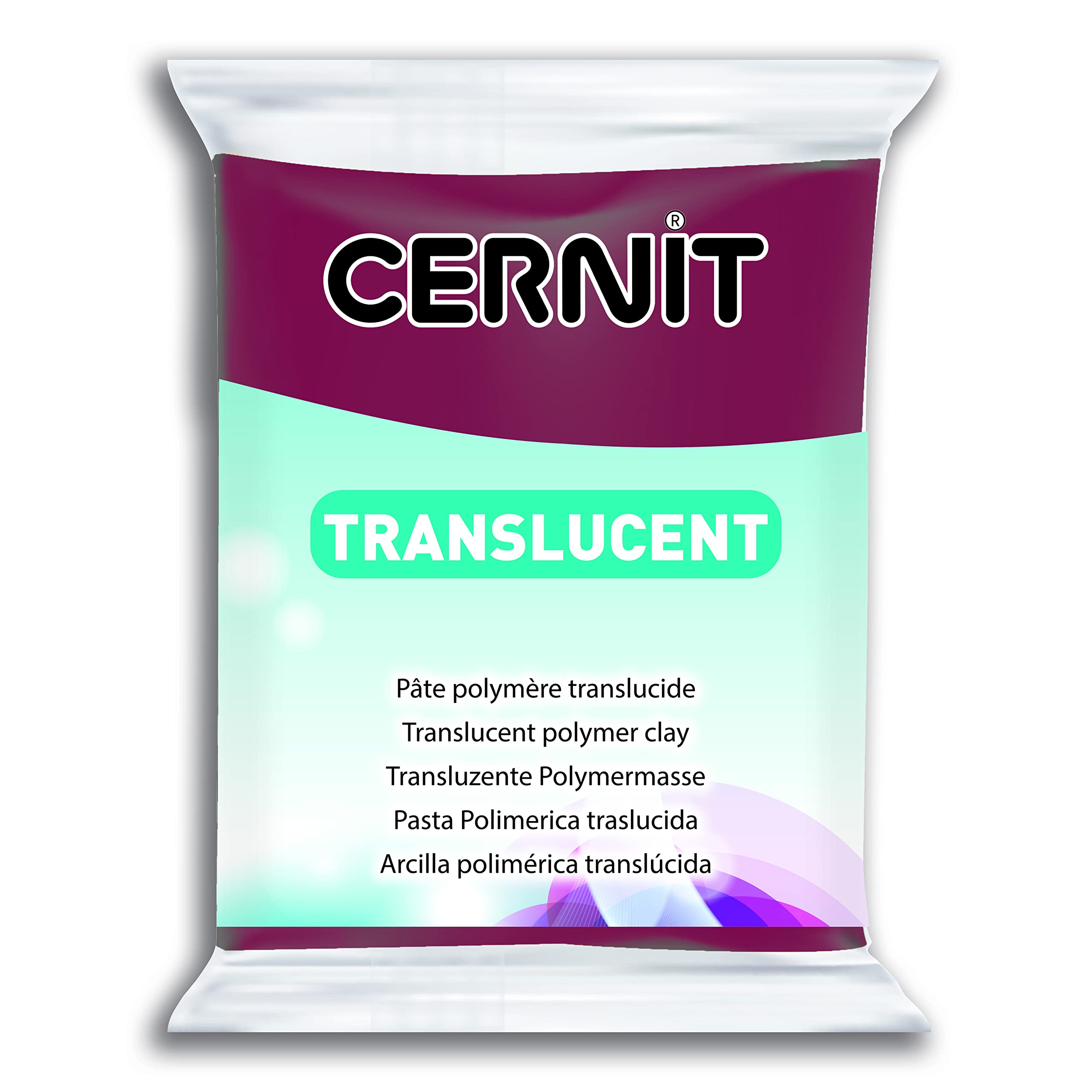 CERNIT CE0920056411C - A Pack of Polymer Clay Block - Translucent Effect - Modelling and Baking Clay - Red Wine Colour - 56 g Block - Manufactured in Belgium โ image 1