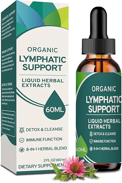 Lymph Detox Cleanse & Immune Support -Lymphatic Drainage Drops - Lymphatic Drainage Supplements with Echinacea, Dandelion, Burdock - Support Cellulite Massager & Lymphatic Drainage Tool (2 Fl Oz)