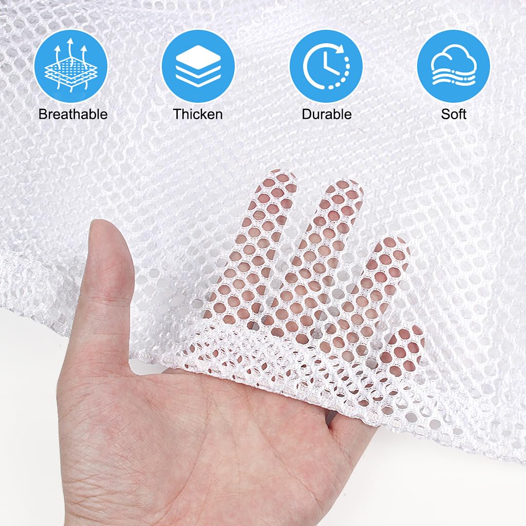 YICOTA Mesh Laundry Bags 3 Pack Drawstring Net Bags in 3 Sizes White Wash Bags for Washing Machine Organizer Washing Bags for Clothes Underwear Bedding - Image 4