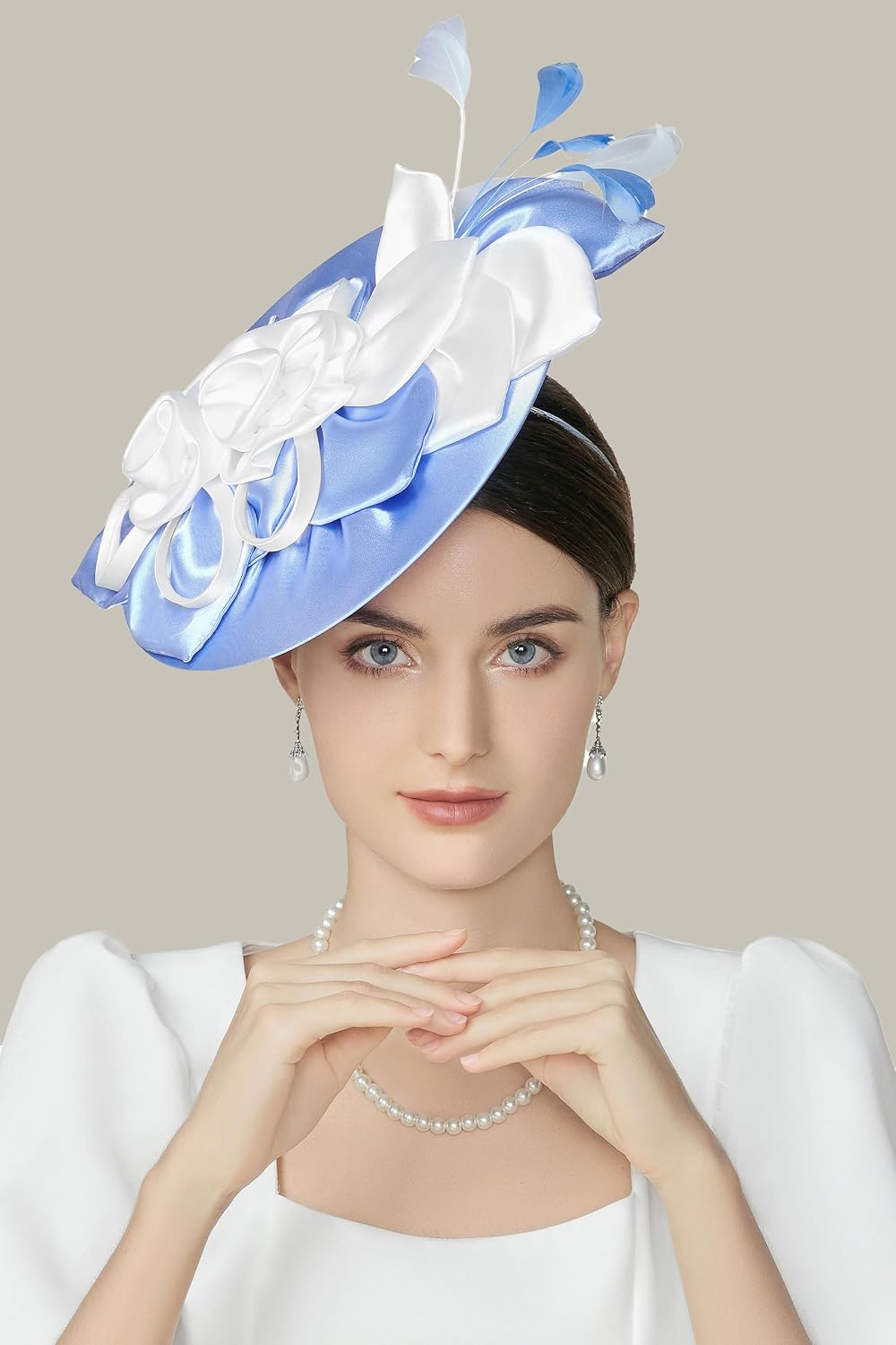 BABEYOND Fascinators Hats for Women - Kentucky Tea Party Derby Hats Flower Church Pillbox Hat for Cocktail Wedding