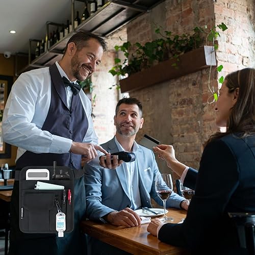 Miniatura 6 de Bolsa de cintura de servidor,Bolsa de accesorios para camarera de restaurante,Bolsa de dinero de utilidad Delantal de servicio de trabajo para