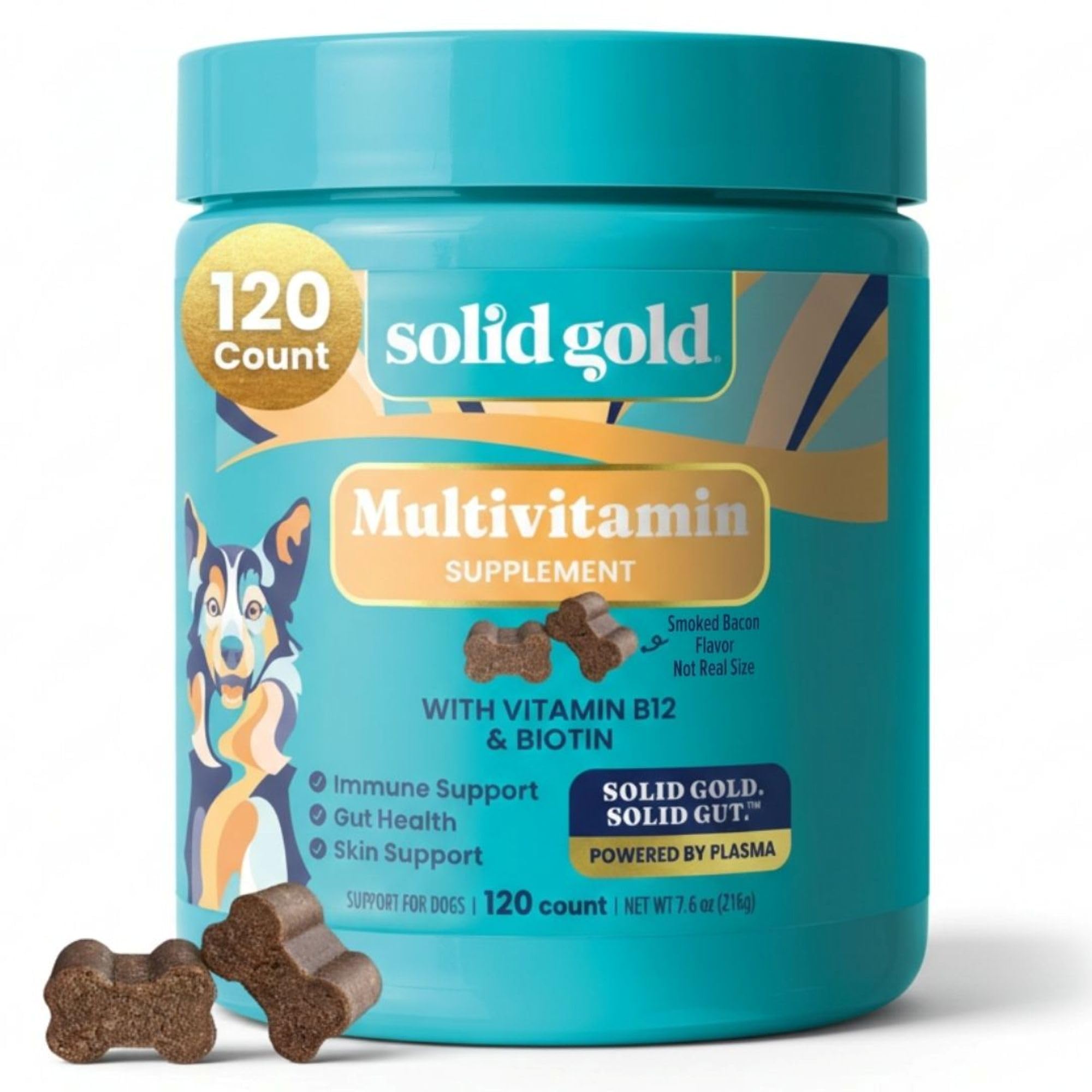 Multivitamin for Dogs - PetVites Dog Vitamins Chewable Supplement - Vitamin C, A, B12 and E Plus Probiotics & Antioxidants to Promote Immune Health & Bie