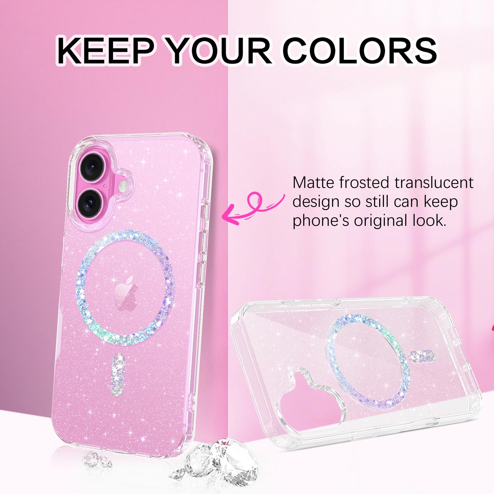 BENTOBEN Custodia per iPhone 17e/iPhone 16e, con glitter, magnetica