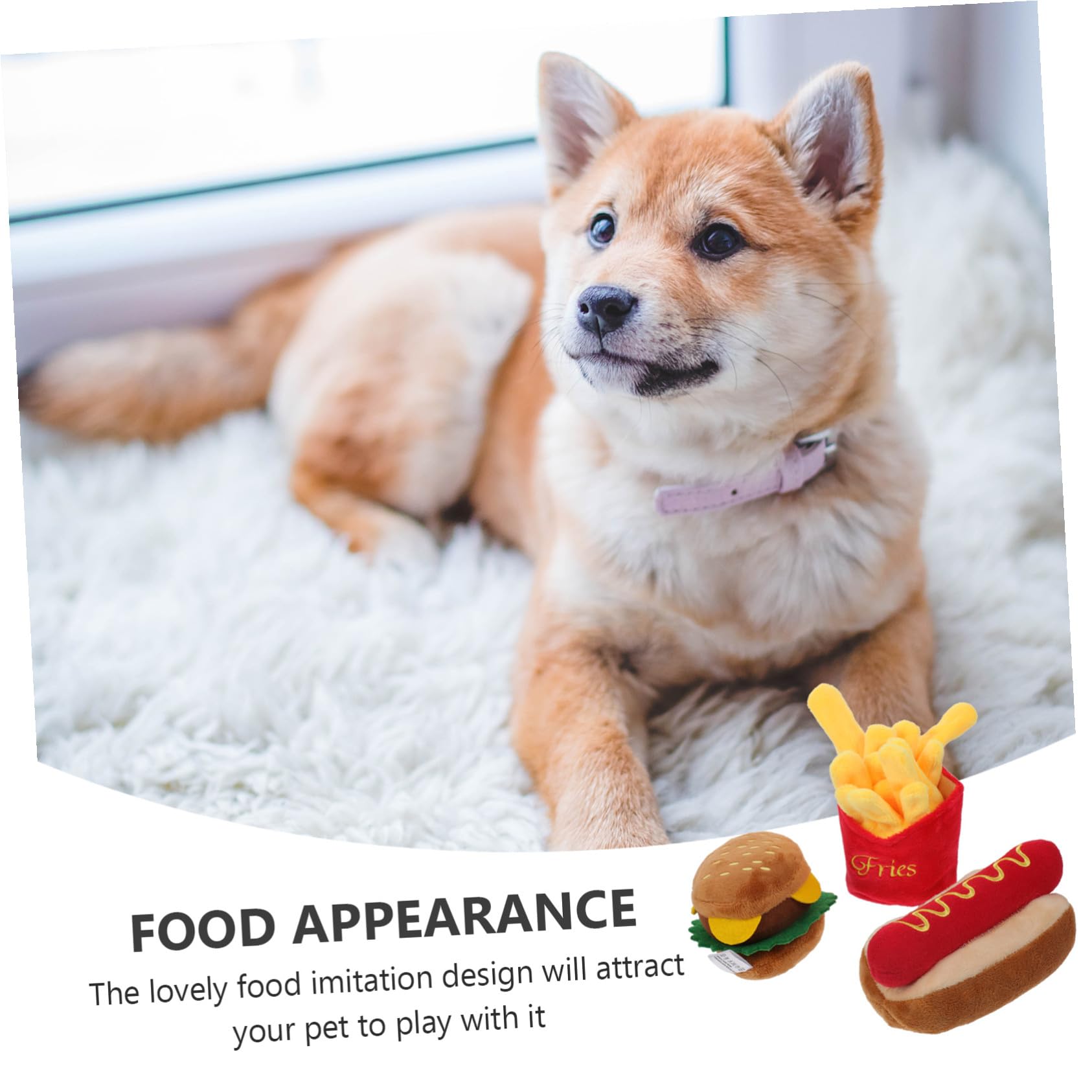 TOYANDONA Jouet à Mâcher Son Couineur Intégré en Peluche pour Chien Résistant aux Morsures, Design Imitation Nourriture Adorable pour Chiots Jouant et Tirant