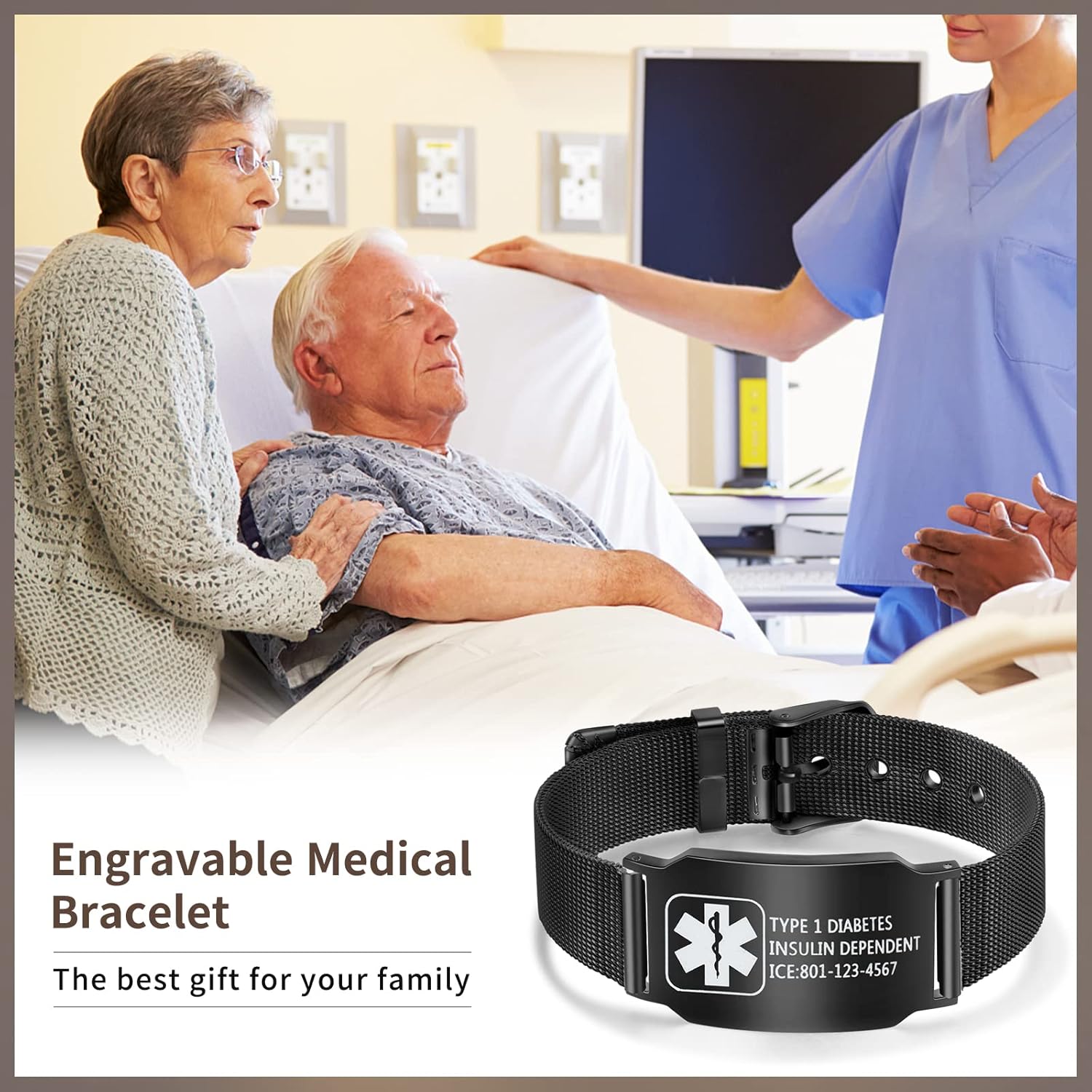 Custom Medical Bracelet for Woman Men - Personalized Engraved Stainless Steel Waterproof Emergency Alert Medical ID Bracelet Allergy Wristband - Image 6