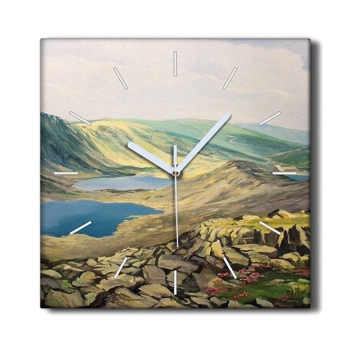 Horloge sur toile sans tic-tac paysage montagnard évasion nature