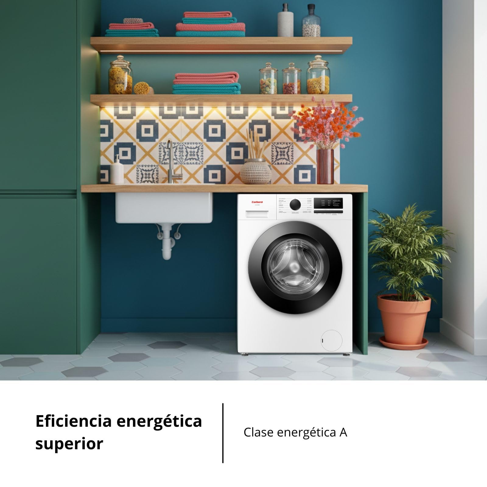 Corberó – Lavadora Carga Frontal Plus 6kg | CLH6105MN | 1000 RPM | Motor Inverter | 15 Programas | Lavado Rápido 15 Min | Inicio Diferido | Función Antialérgica | Color Blanco — view 5