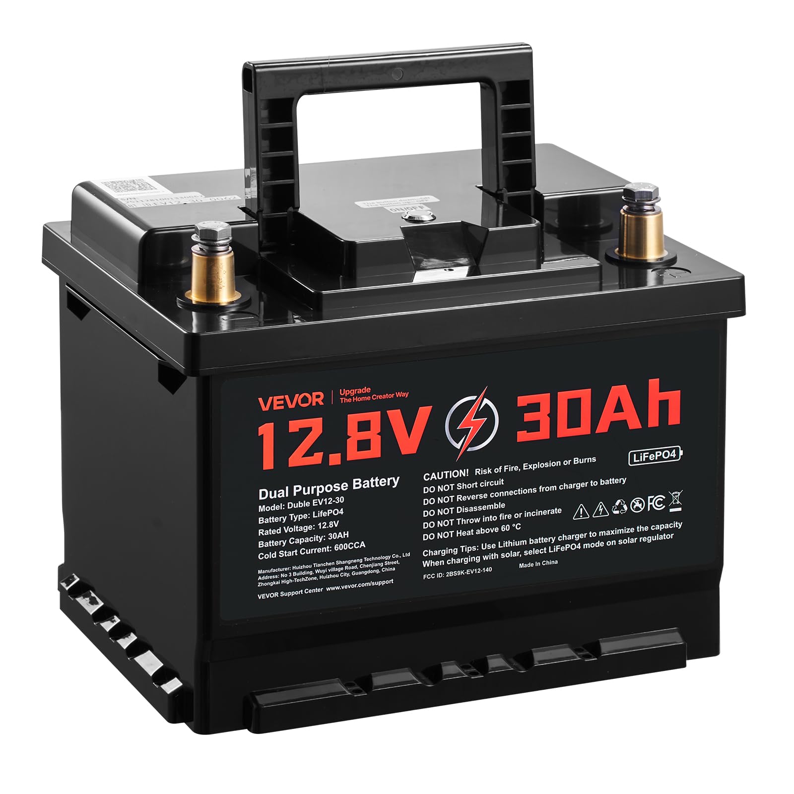 Amazon | VEVOR 12V 30Ah デュアルパーパスLiFePO4リチウムバッテリー