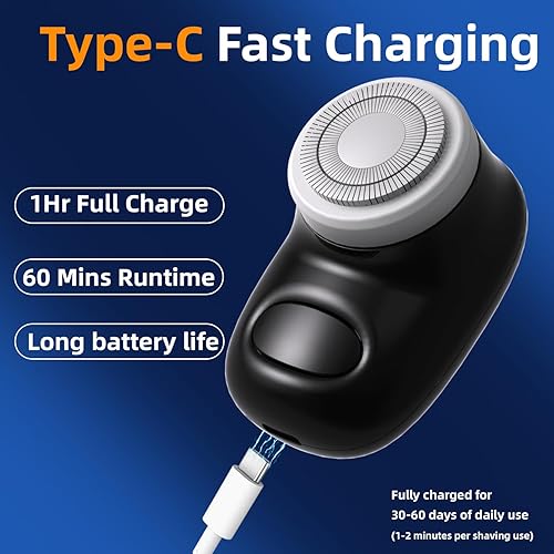 Miniatura 5 de Mini afeitadora eléctrica, afeitadora eléctrica de tamaño de bolsillo para hombres y mujeres, recargable, fácil de usar con un botón, portátil,
