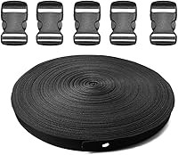 Vista 13 de CooBigo Paquete de 5 Hebillas de liberación lateral de 3/4" ajustables dobles, 4.5 m de correa de nailon de 3/4" de PP para camping al aire libre