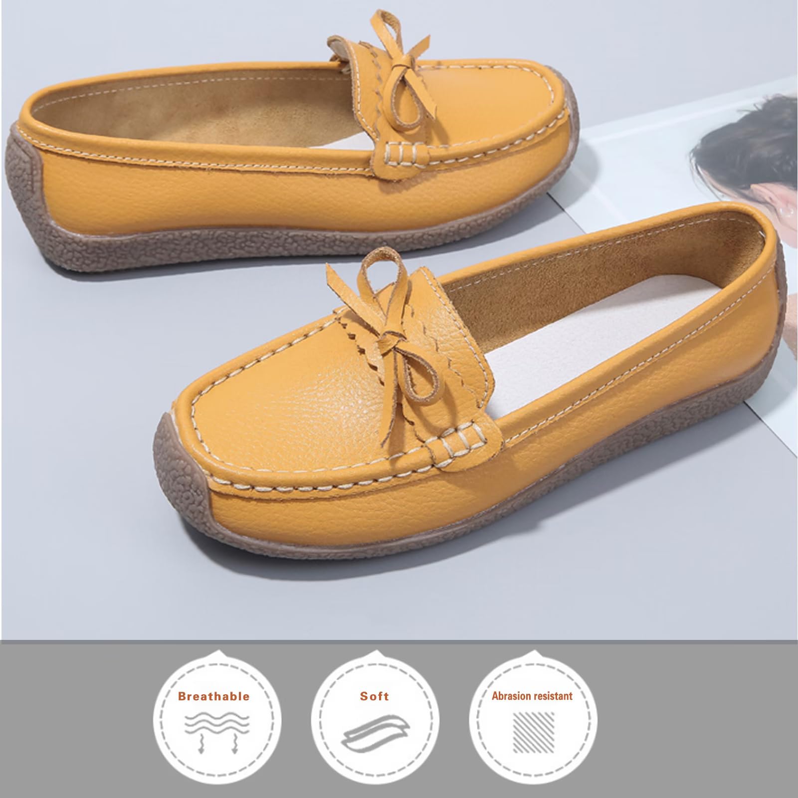 Solaud Femmes Cuir Mocassins Confortables Souples Conduite Antidérapants Penny Richelieus Quotidien Travail Marche Plates Décontractées Chaussures