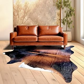 bonanza leathers Genuine Cowhide Rug XL – Real Brazilian Leather in Mahogany Brown | 6x7–8 ft (180x220 cm) | Natural Area Rug for Living Room, Office, or Western Home Décor