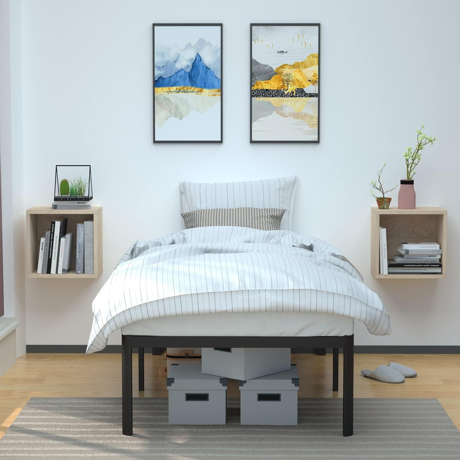 Amazon Basics Sturdy Heavy-Duty Non-Slip Platform Bed Frame, Steel Slat Support, Noise Free, Easy Assembly, 18 Inch Storage Height, Twin Size, Black - Image 5