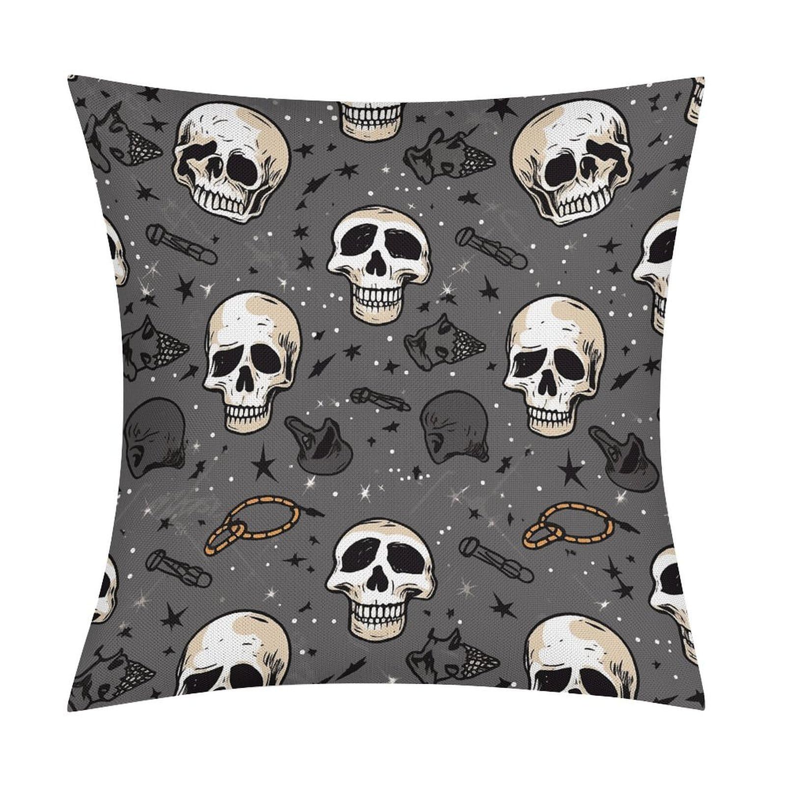 Adfgyerh Style Skull And Lightning Pillow Covers Soft And Comfortable Invisible Zipper ，Home Decor 18X18 Inch Edging Technology，Throw Pillow Covers For Couch Sofa Bedroom Living Room.