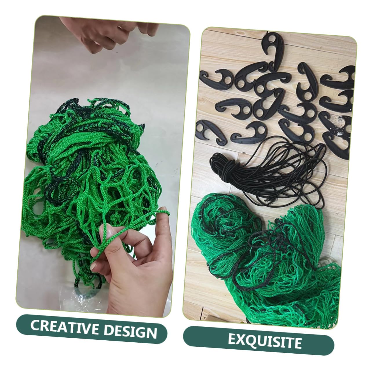 Rete di Carico in Nylon Verde per Cassone di Camion con 15 Ganci ed Elastici, Resistente all’abrasione per Campeggio e Trasporto Sicuro Merci 2,5x3,5m