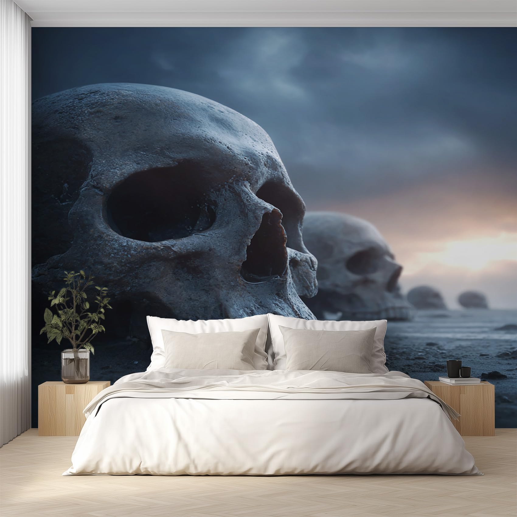 Papier peint panoramique tête de mort grand format tapisserie murale