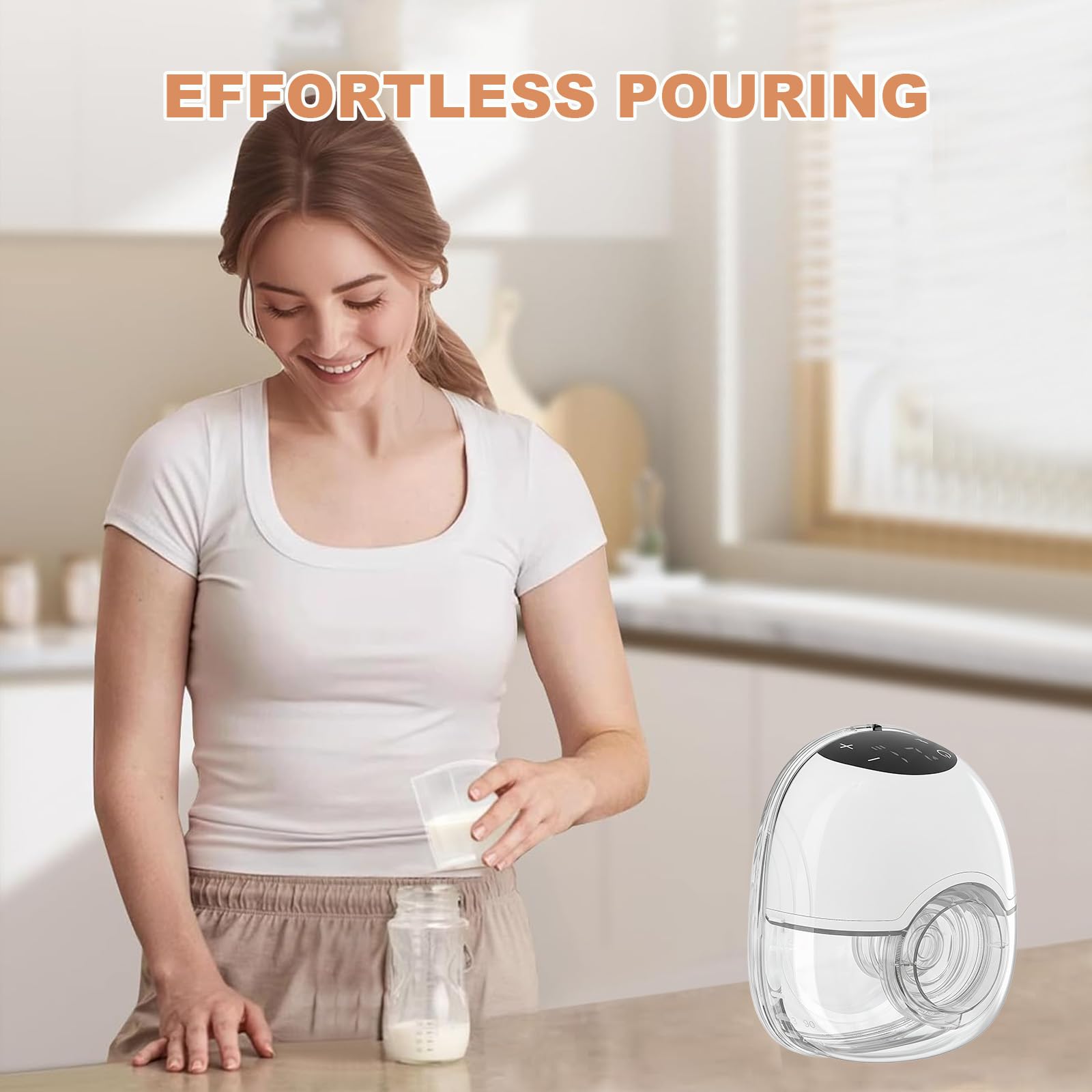 TOPCHANCES Touchscreen Milchpumpe Elektrisch Freihändig,Tragbar Breast Pump mit 4 Modi und 12 Saugstufen 17/19/21/24mm komfortabler Flansch,Doppelt Abgedichteter mit Ersatzzubehör im Lieferumfang,Weiß