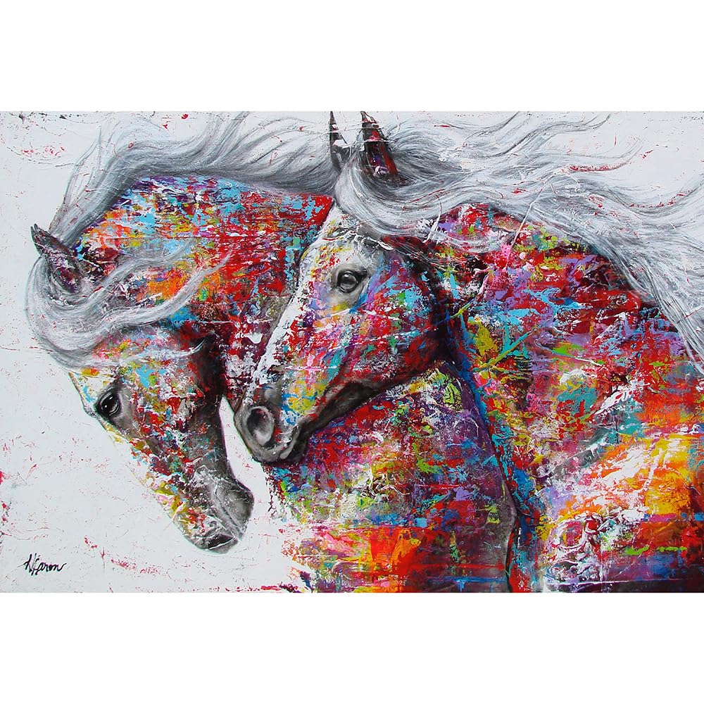 2000 (100 x 70 cm) Puzzleteile für Erwachsene, buntes Kunstpferd-Kinderpuzzle, lustiges Herausforderungsspielzeug