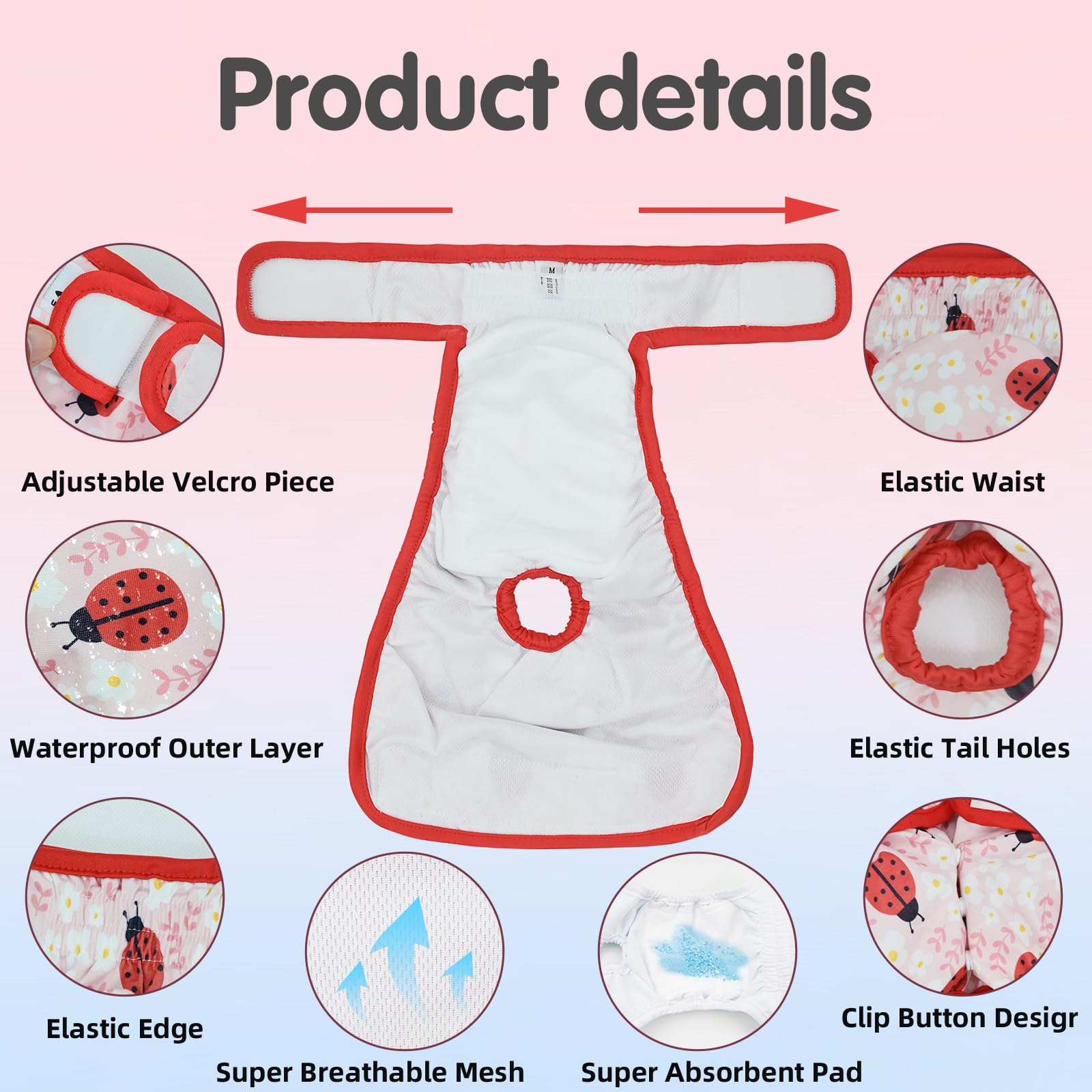 UFO PET Dog Period Heat Pants for Season Incontinence Super Absorbent Washable Dog Puppy Nappies Female Medium - Image 3