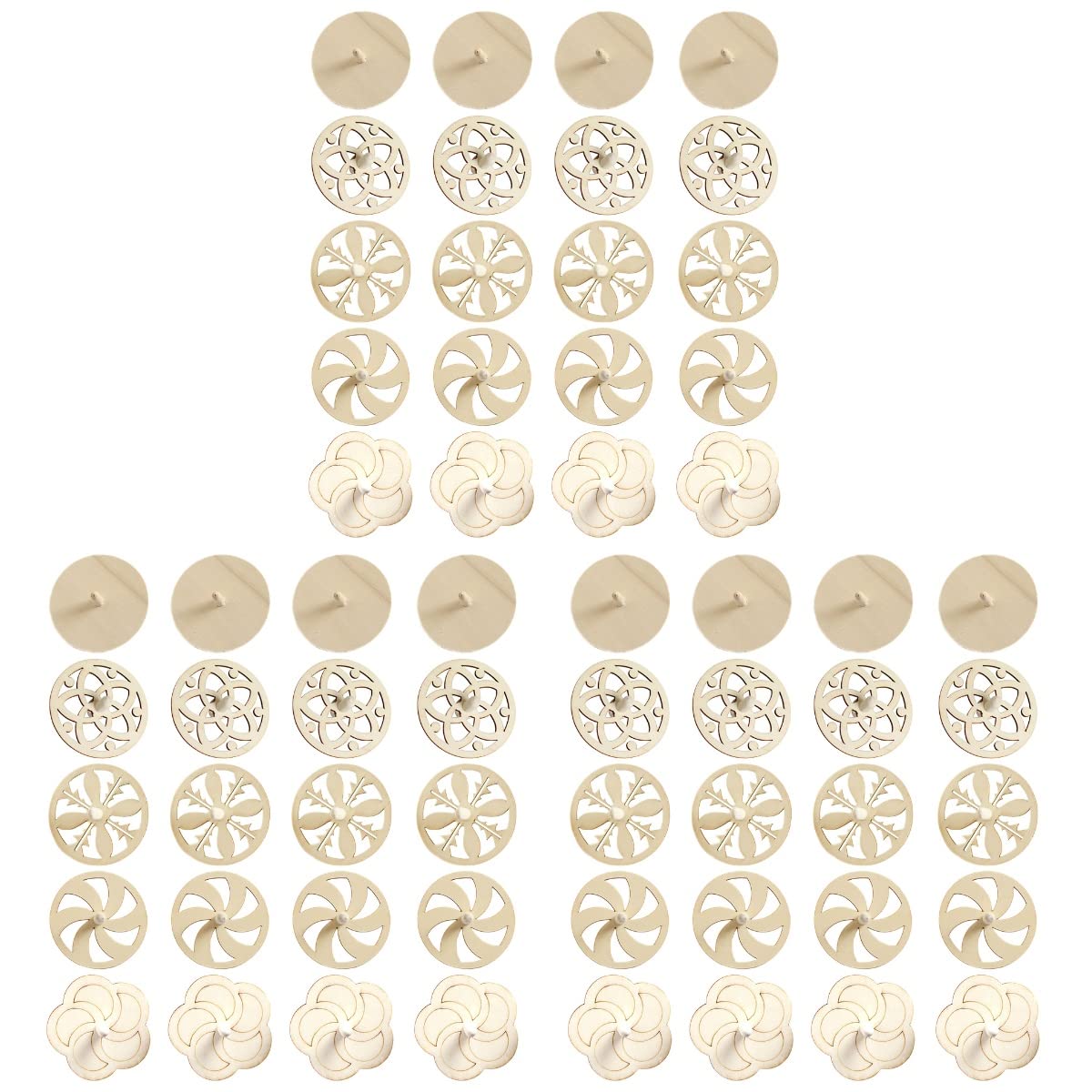 60 Pcs Unfinished Wooden Spinning Tops for Kids - DIY Paintable Gyroscopes with 5 Different Shapes, Detachable Design for Easy Coloring, Ideal for Family Gatherings and Parent-Child Games