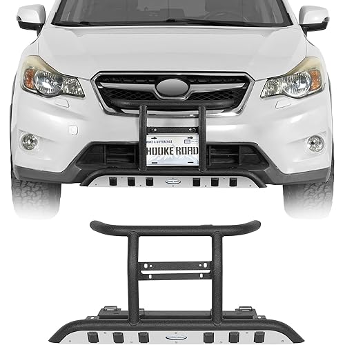 Hooke Road Crosstrek Rally Light Bar Front Bumper for 2013-2017 Subaru XV Crosstrek, 4-Light Mounting Tabs & Skid Plate | Aggressive Off-Road Bull Bar | Bolt-On Installation