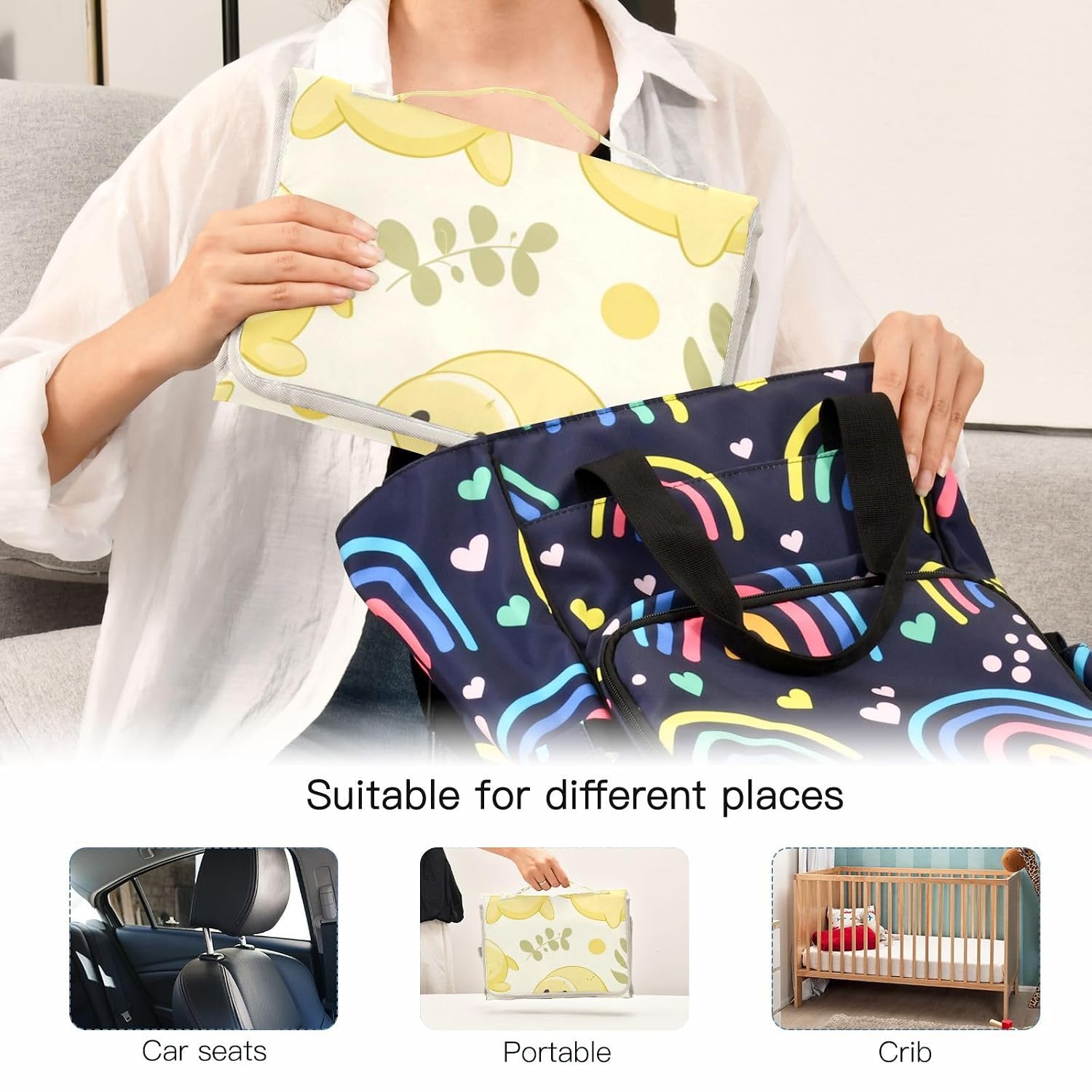 Baby Yellow Playful Seals Reusable Changing Table pad with Tissue Pocket Portable Baby Changing pad Infant Travel Station Kit cambiador de pa?ales para Bebes