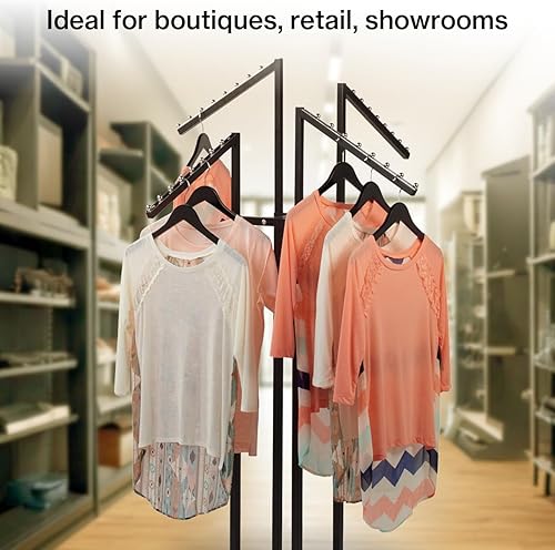 Miniatura 4 de SSWBasics Black 4 Way Adjustable Clothing Rack with Slanted Arms - Retail Clothing Rack Display - Adjustable Height Arms from 48" to 72" Perfect for