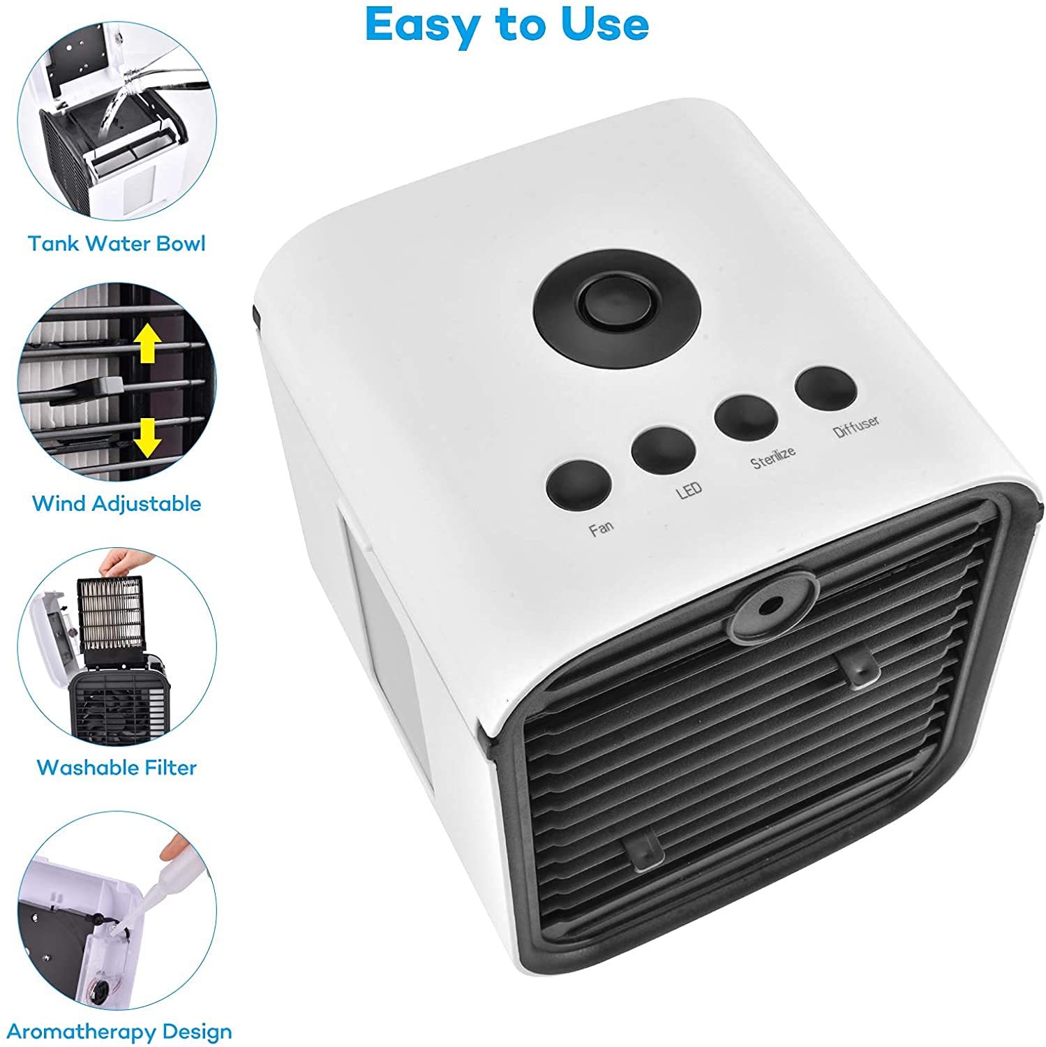 Mobiele airconditioner, mini-luchtkoeler, 1400 ml, draagbare mini