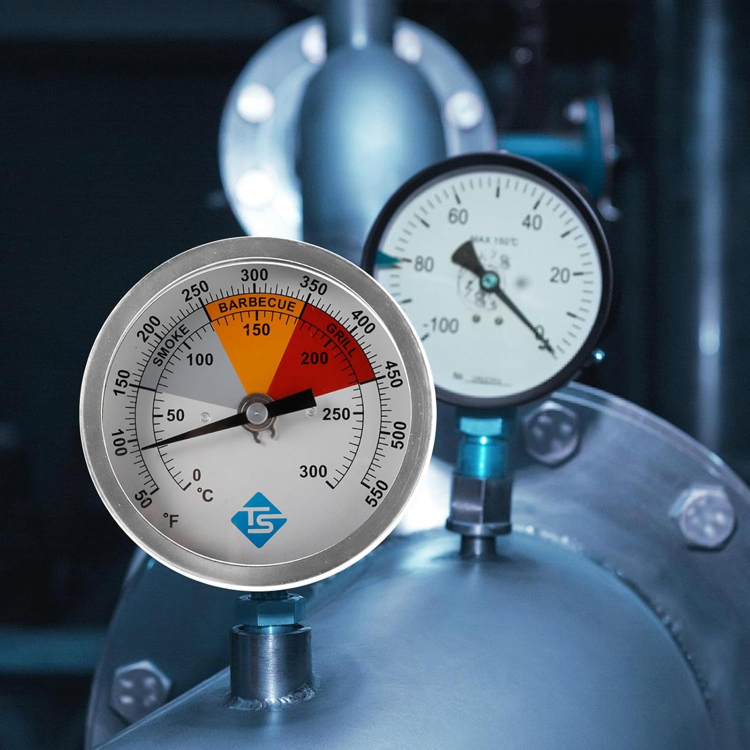 0-300℃/50-550℉ Oven Thermometers Stainless 1/2NPT Thread Round Dials Temperature Meter for Food MeatBaking Temp Gauge