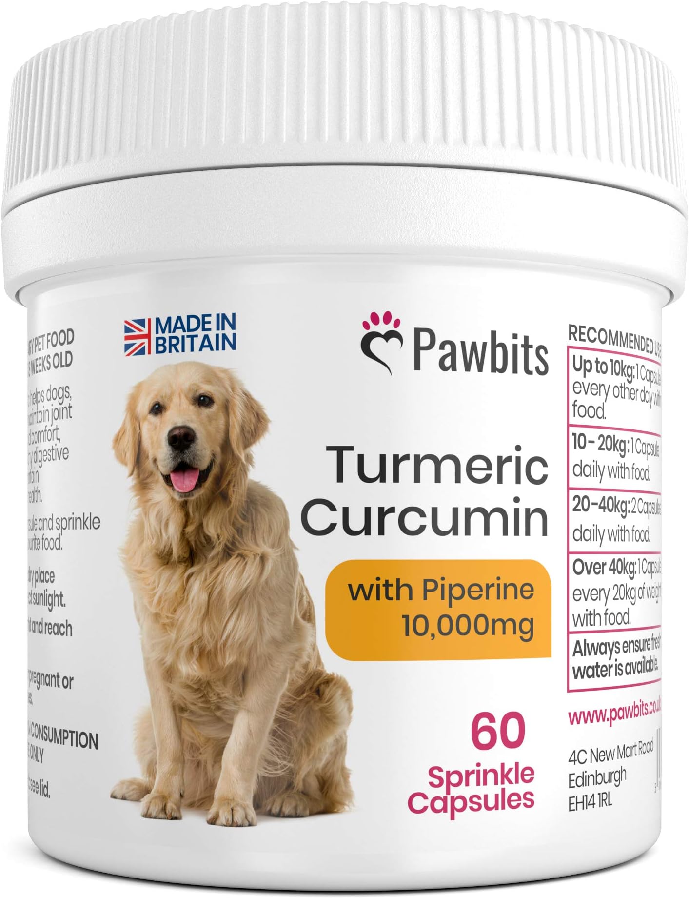 90 Turmeric for Dogs with Active Bioperine Black Pepper | Natural Premium Turmeric Curcumin Capsules suitable for Cats, Horses & Pets Powerful Antioxidant Supplement for Hip & Joints